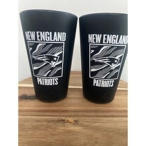 New England Patriots NFL 16 Oz Silicone Black Pint Glass WinCraft Set Of 2 New